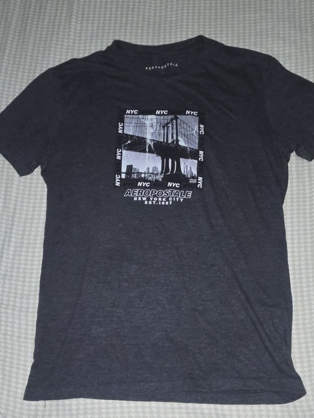 Aeropostale Charcoal NYC Bridge Graphic Tee